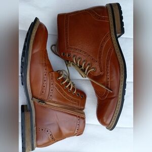 Bruno Marc Men's Brown Leather Brogue Boots_ Like New_ 8.5